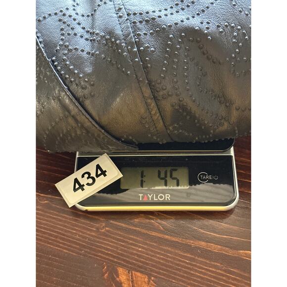 VTG 90s Y2K B&J Genuine Leather Blazer M Black 3D Embossed Boho Hippie - Picture 14 of 14